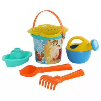 Набор Disney/Pixar - В поисках Немо №4: ведро малое с наклейкой, ситечко-цветок, совок №2, грабельки №2, кораблик Юнга, лейка малая №3