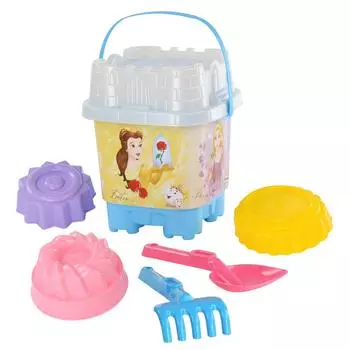Набор Disney Принцесса №17: ведро-замок большое с наклейкой, ситечко-замок большое, лопатка №32, грабельки №32, формочки Пирожные 3 шт