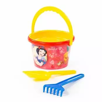 Набор Disney - Принцесса №6: ведро среднее с наклейкой, ситечко, лопатка, грабельки