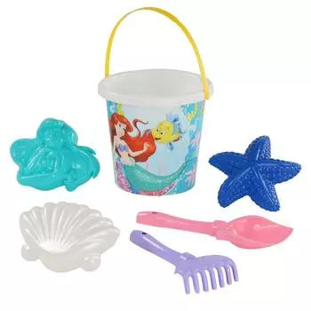 Набор Disney – Русалочка №2: ведро с наклейкой, лопатка №5, грабельки №5, 3 формочки