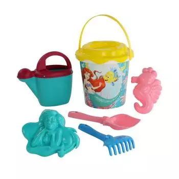 Набор Disney – Русалочка №4: ведро с наклейкой, ситечко Солнышко, лопатка №5, грабельки №5, 2 формочки, лейка №10