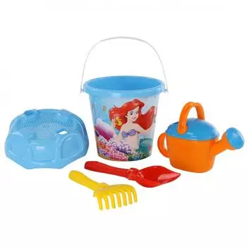 Набор Disney - Русалочка №7: ведро большое с наклейкой, ситечко большое №3, лопата №6, грабли №6, лейка №8