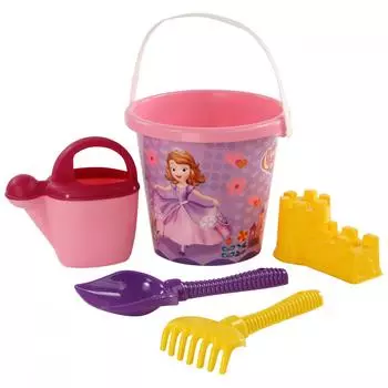 Набор Disney - София Прекрасная №1: ведро большое с наклейкой, лопата №6, грабли №6, формочка, лейка №10