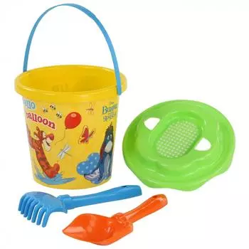 Набор Disney - Винни и его друзья №11: ведро с наклейкой, ситечко Солнышко, лопатка №5, грабельки №5