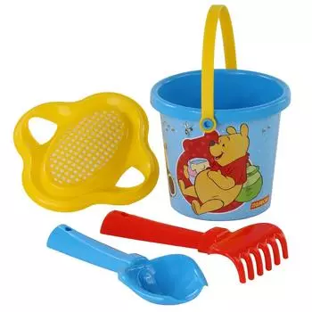 Набор Disney - Винни и его друзья №2: ведро малое с наклейкой, ситечко-цветок, совок №2, грабельки №2