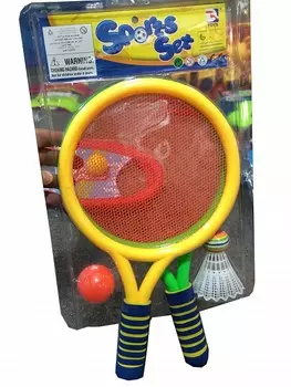 Набор для игры с мячом, 2 ракетки с сеткой, волан, мячик