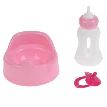 Набор для пупса 3 предмета: горшок, бутылочка, соска