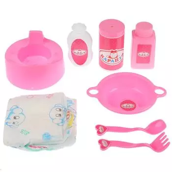 Набор для пупса, 8 предметов в сумочке