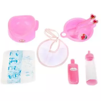 Набор для пупса из 7 предметов: памперс, горшок, бутылочка и др.