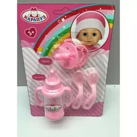 Набор для пупса Карапуз на 4 предмета: соска, поильник, ложечки sim)