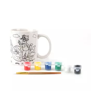 Набор для раскрашивания керамической кружки с рисунком кота Леопольда