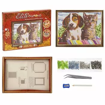 Набор для творчества из серии Стразы - Elite Diamond. Котенок и щенок