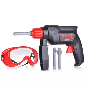 Набор инструментов: дрель-перфоратор с очками и другими аксессуарами