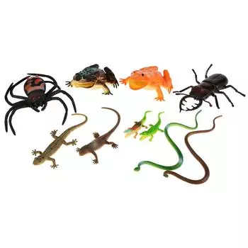 Набор из 10 рептилий и насекомых