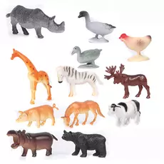 Набор из 12 животных, диких и домашних, 5-6 см.