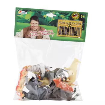 Набор из 12 животных, диких и домашних, 9 см.