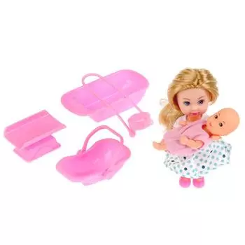 Набор из 2-х кукол - Машенька 12 см. и младшая сестренка 5 см., с аксессуарами