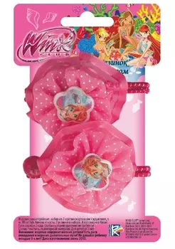 Набор из 2-х резинок для волос с кружевом, ярко-розовые, WINX