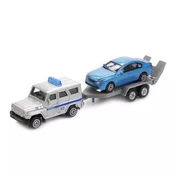 Набор из 2 машин с прицепом, 7 см
