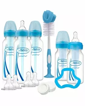 Набор из 5 противоколиковых бутылочек с узким горлышком, 250/120 мл, синий