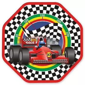 Набор из 6 восьмиугольных бумажных тарелок серии Формула 1, размер 25 см.