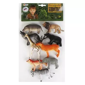 Набор из 9-и животных: дикие и лесные, 10 см.