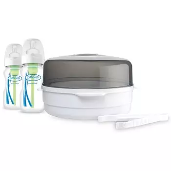 Набор - контейнер для паровой стерилизации + 2 бутылки с широким горлышком 270 мл, щипцы, 2 ершика