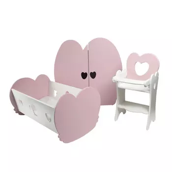 Набор кукольной мебели 3 предмета, нежно-розовый