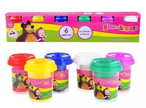 Набор Маша и Медведь - Тесто для лепки, 6 цветов sim)