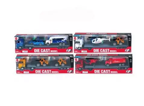 Набор машинок - Автовоз с двумя машинками, 4 вида