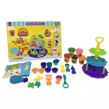 Набор - Масса для лепки - Праздник сластены, 5 баночек разных цветов с тематическими аксессуарами, 26 предметов