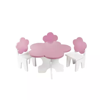 Набор мебели для кукол – Цветок, стол и стулья, цвет розовый