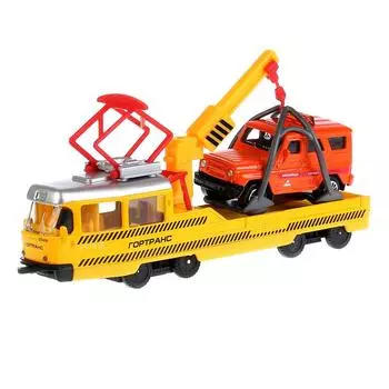 Набор металлических машин ™Технопарк – Ремонтный трамвай 16,5 см и УАЗ Hunter