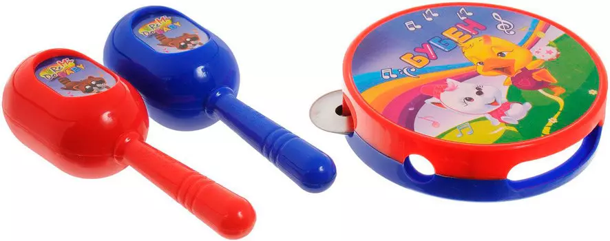 Набор музыкальных инструментов бубен и маракасы /WL-3327)