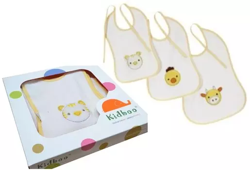 Набор нагрудников с вышивкой, 2 слоя, 100% хлопок, 3 штуки, животные