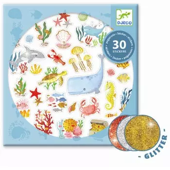 Набор наклеек - Под водой, 30 блестящих стикеров