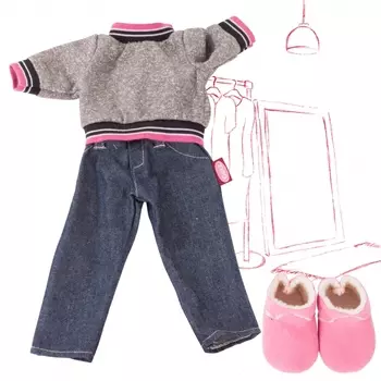 Набор одежды: брюки деним, свитер, ботинки, для кукол 45-50 см.
