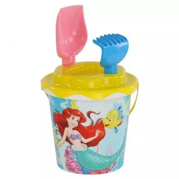 Набор песочный Disney Русалочка №3: ведро с наклейкой, ситечко Солнышко, лопатка №5, грабельки №5