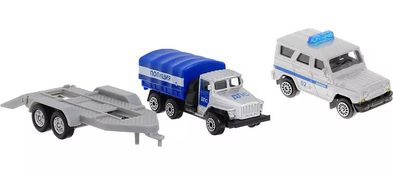 Набор полицейских машин с прицепом, 7,5 см