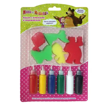Набор с красками и спонжиками, Маша и Медведь