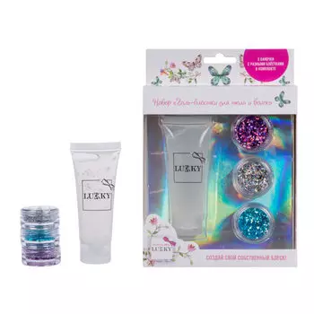 Набор - Сделай свой гель с блёстками для волос, 25 мл, с блёстками фиолетового, серебряного и бирюзового цвета