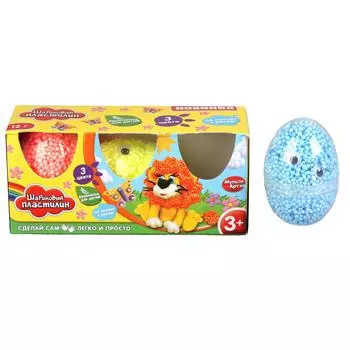 Набор шарикового крупнозернистого пластилина 3 цветов в яйцах, с глазками, не застывает )