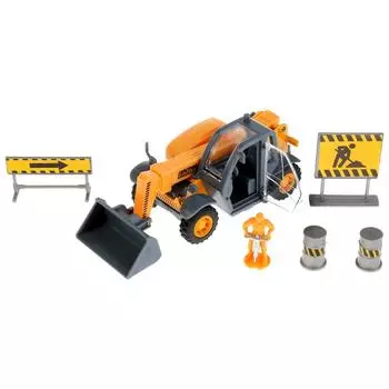 Набор Стройка: инерционный металлический погрузчик 15 см с аксессуарами