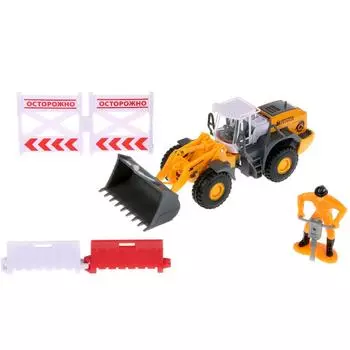 Набор Стройтехника: бульдозер 12,5 см, фигурка, знаки