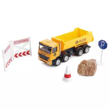 Набор - Стройтехника: металлический самосвал 13 см, знаки
