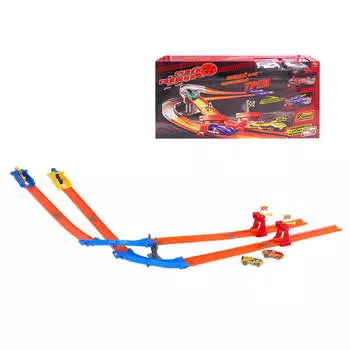 Набор Супер Гонщик большой с 2 металлическими машинками и сборным треком из пластика