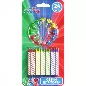 Набор свечей с держателями - Герои в масках, 24 штуки, 6 см