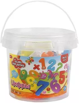 Набор теста для лепки Цифры 10 цветов по 25 гр, 16 формочек, в ведре