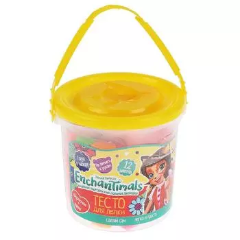 Набор теста для лепки Enchantimals 12 цветов 90 гр, 2 формочки, глаза, в ведре