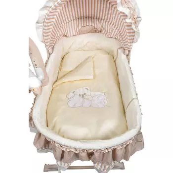 Набор в люльку 6 предметов: одеяло, подушка, пододеяльник, простыня, наволочка, матрас из серии Bear Bow, цвет - бежевый